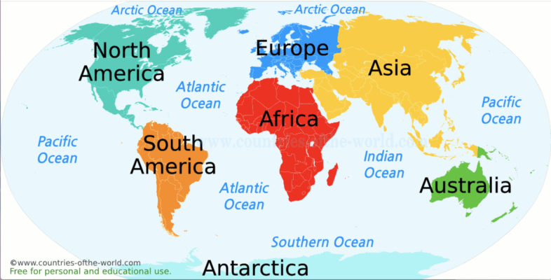 Countries and Nationalities 11 continent on map 2