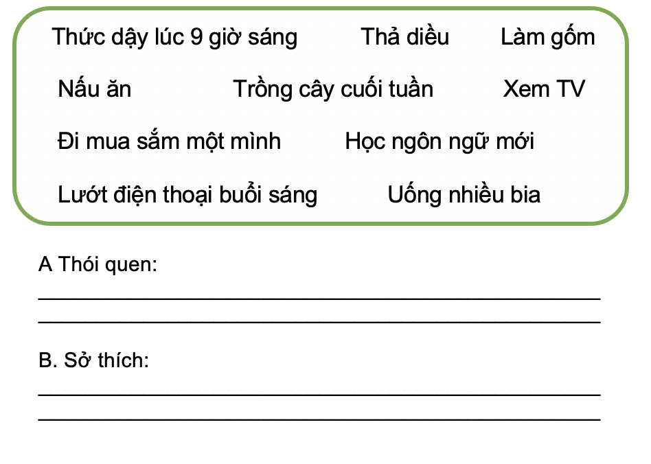 Thói quen và sở thích (Habits and Hobbies) 34